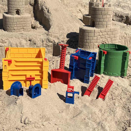 Sandmasons Journeyman Sandcastle Kit. Medium-size interlocking form set for building sand and snow castles.